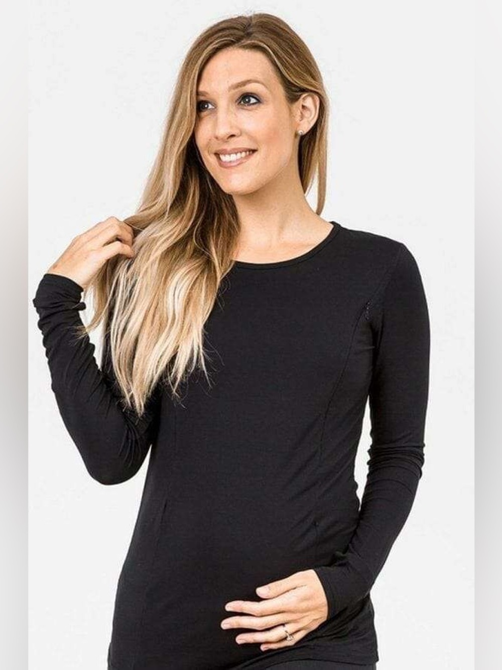 Cadenshae breastfeeding long sleeve top black size large